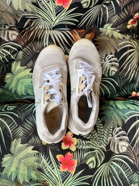 Ivory and tan Women's Athletic Sneakers - White Laces